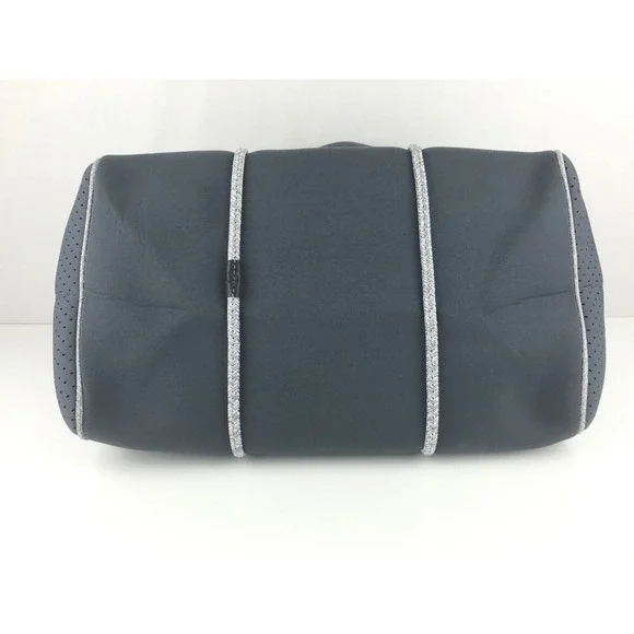 QOGIR Gray Neoprene Tote Bag Red White Stripe‎ Beach Travel Zipper Pouch - Picture 7 of 16